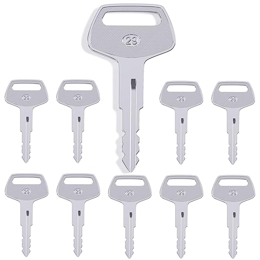Heavy Equipment Ignition Key, 10 Pack 787 Komatsu Key, Replaces OEM Part TR261434 Fit Excavators, Dozers, Loaders and Backhoes