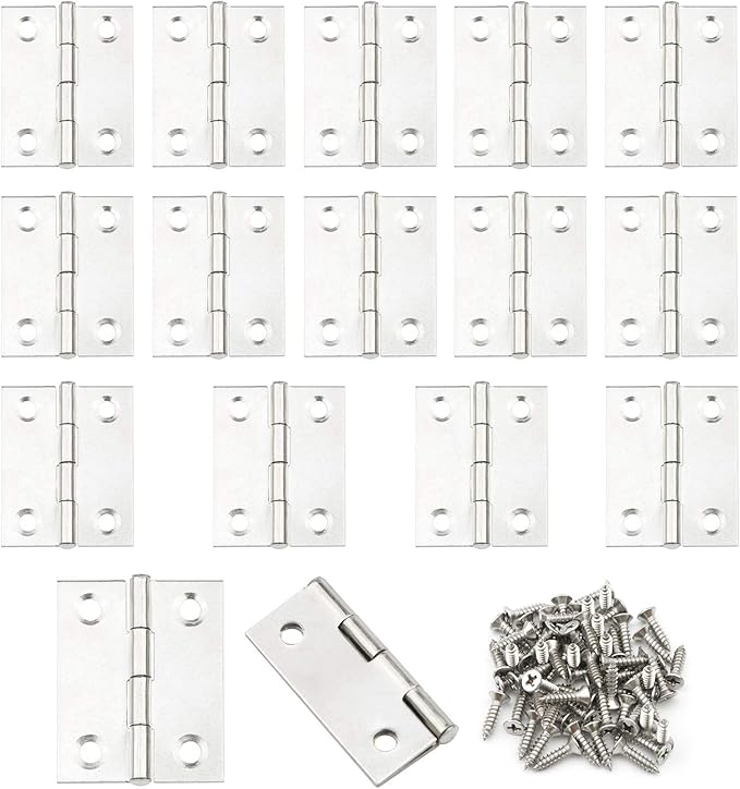 1.5 inch Stainless Steel Folding Butt Hinge Home Furniture Hardware Door Cupboard Cabinet Hinge Pack of 16