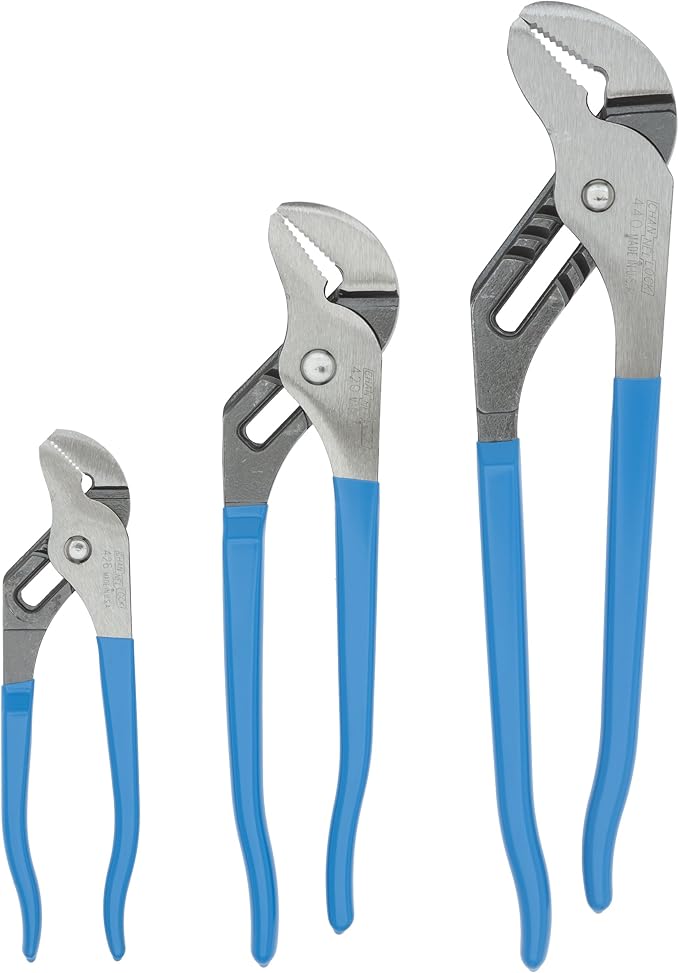 Channellock 3pc Tongue & Groove Pliers Set GS-3 - Laser Heat-Treated Teeth, High Carbon Steel - 6.5", 9.5", 12"