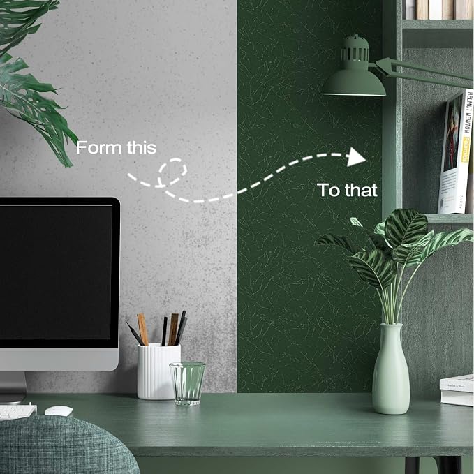 Dark Green Peel and Stick Wallpaper Removable Silk Texture Contact Paper | 15.7" X 196.8" Self Adhesive Vintage Embossed Stick on Wallpaper Home Decorativon for Wall Shelf Liner Paper
