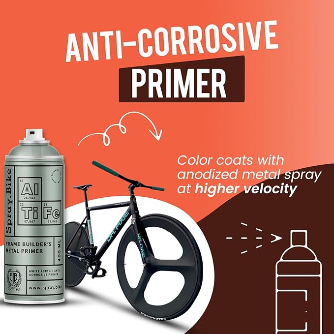Spray.Bike Frame Builder's Metal Primer | Acrylic Primer Spray Paint for Bicycles | Anti Rust Spray for Metal | Rust & Corrosion Protection | Super Grip, Fast Drying | 400ml, Light Gray