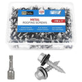FMhotu Metal Roofing Screws #10×1Inch, 320-PCS, Hex Head Rustpert Coating Sheet Metal to Wood Siding Screw with EPDM Rubber Washer, Sharp Point, Hex Socket Included