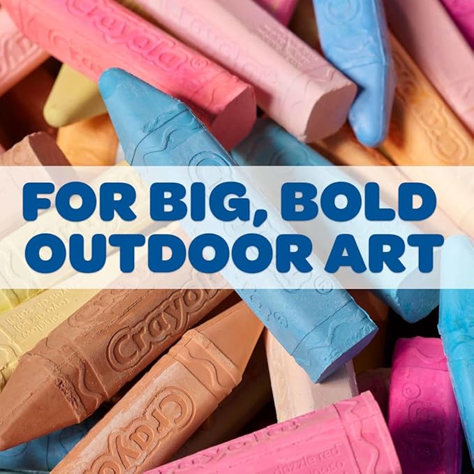 Crayola Washable Outdoor Sidewalk Chalk Collection (130ct), Bulk Anti-Roll Chalk Sticks for Kids, Outdoor Toys & Activities, Teacher Appreciation Gifts, Ages 4, 5, 6