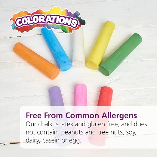 Colorations Jumbo Washable Sidewalk Chalk Set - 20 Pieces, 8 Assorted Colors, 4” x 1” Each, Non-Toxic, Outdoor Play for Kids, Ages 4+