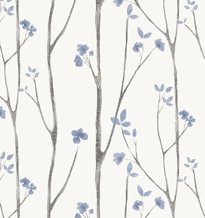 Timeet 16.1" x 197" Leaf Wallpaper Peel and Stick White and Purple Wallpaper Boho Self Adhesive Removable Vinyl Contact Paper for Bedroom Living Room Decor