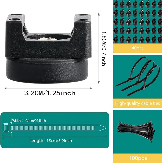 40 Pcs zbab1 Magnetic Zip Tie Mount Base, 45LBS Strong Magnetic Wire Holder & Cable Clips,Magnetic cable management for cars, offices, homes, and boats Diameter 32mm