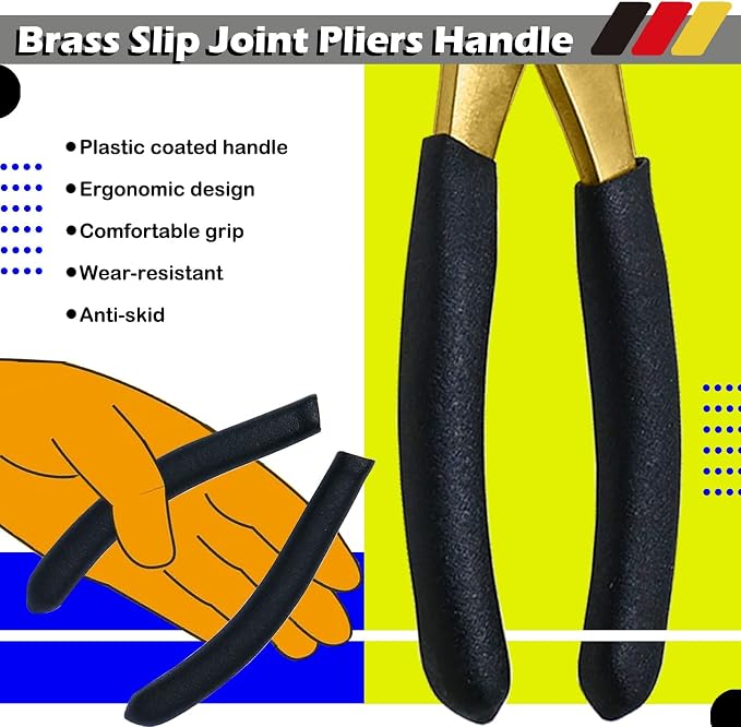 WEDO 2PCS Brass Pliers Set - 6" Slip Joint Pliers, 6" Adjustable Combination Pliers with Non-Slip Handle,For Gripping, Loosening Nuts and Bolts, Cutting Steel Wire,Die-Forged,Corrosion Resistant