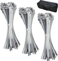 600Pcs Metal Zip Ties Assorted Size 11.8 Inch 304 Stainless Steel Zip Ties Self Locking Heavy Duty 220 Pound Tensile Strength Adjustable Cable Ties for Indoor Outdoor Fence Canopy Workshop