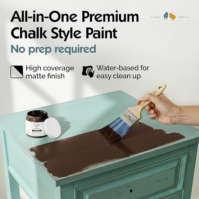 Chalky Chicks 8 Fl Oz Matte Alaskan Brown Bear (Brown) Chalk Paint for Furniture Without Sanding - No Prep Furniture Paint No Sanding All in One for Crafts, Walls, Cabinet, Metal, Dresser, Farmhouse