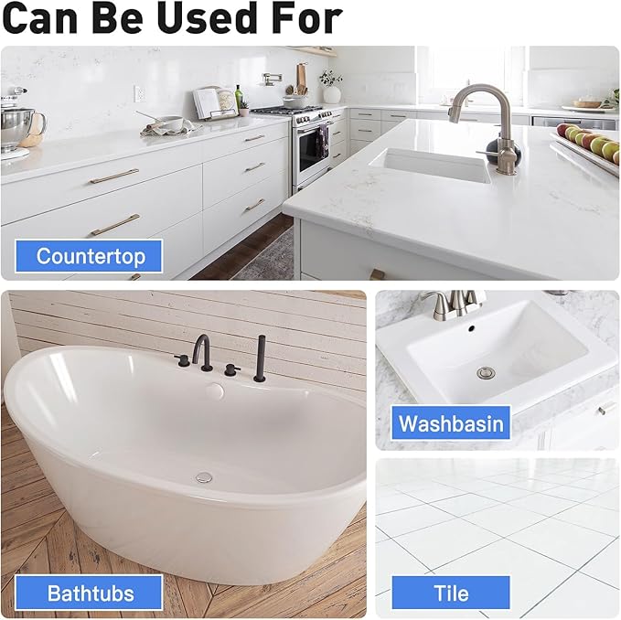 DWIL Tile Paint, Tub and Tile Refinishing Kit with Tools, Water-based Bathtub Paint - Low Odor, Easy to Use, 25-30sq.ft, 16.5oz, Semi-Gloss White