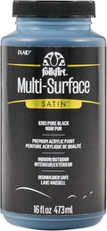 FolkArt Multi-Surface Satin Acrylic Paint in Assorted Colors, 16 oz, Pure Black 16 Fl Oz