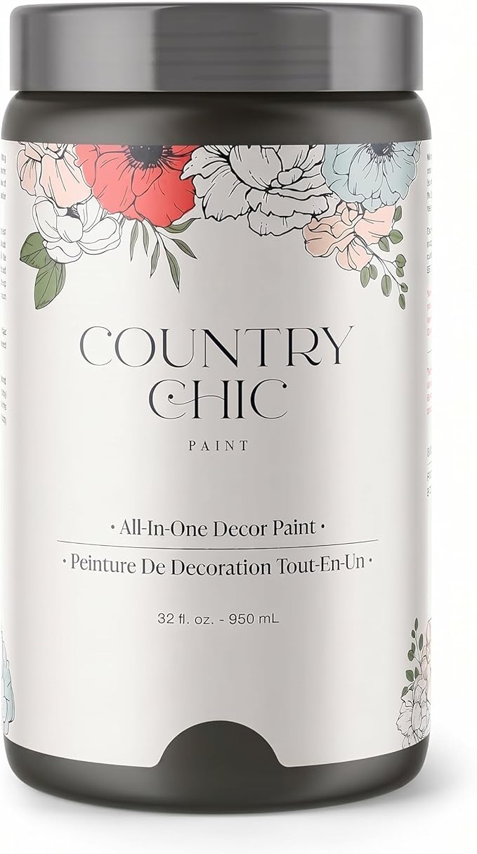 Country Chic All-in-One Chalk Paint for Furniture, Cabinets, Home Decor, Eco-Friendly, Matte Finish, Built-In Primer & Top Coat for Wood, Metal - Dark Roast (Dark Brown) - Quart 32 oz (950 ml)