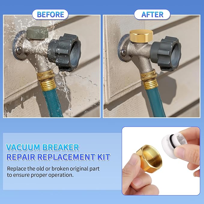 Boltigen 2 Sets Outdoor Faucet Repair Kit, Brass Vacuum Breaker Outside Faucet Set for VACVBKX1B, ASSE 1019-A Hose Bib Spigot Replacement Kit for Anti-Siphon Frost-Free Sillcock Valves