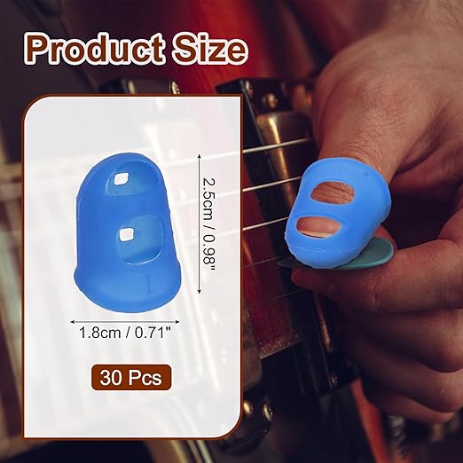 PATIKIL Finger Tip Covers Cots, Deep Blue Silicone Finger Protectors Gloves Breathable Reusable Fingertip Caps with Air Holes for Dry Skin Finger Cracking, S, 30 Pcs