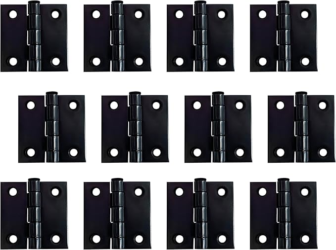 QCAA Square Door Butt Hinge, Heavy Gauge, Swaged, Loose Pin, 2"x2"x2.0mm, Black, Made in Taiwan, 12 Pack