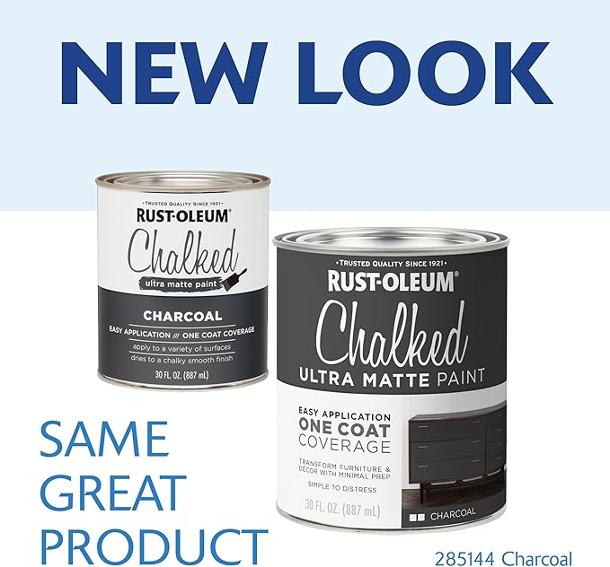 Rust-Oleum Charcoal Chalked All-in-One Ultra Matte Paint | One Coat Coverage | No Primer, Sanding, Or Topcoat Needed | Easy Clean Up | Made in USA | 30 OZ | 2 Pack