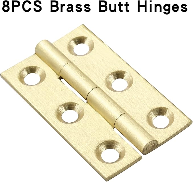 Murtenze 8 Pcs Mini Solid Brass Cabinet Hinges, Small Box & Drawer Butt Hinges