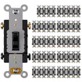 AIDA 4 Way Toggle Light Switch, 15 Amp, 120 Volt, Toggle Framed AC Quiet Switch, in Wall On/Off Switch Replacement, Self-Grounding, Residential and Commercial Grade, UL,Glossy Black
