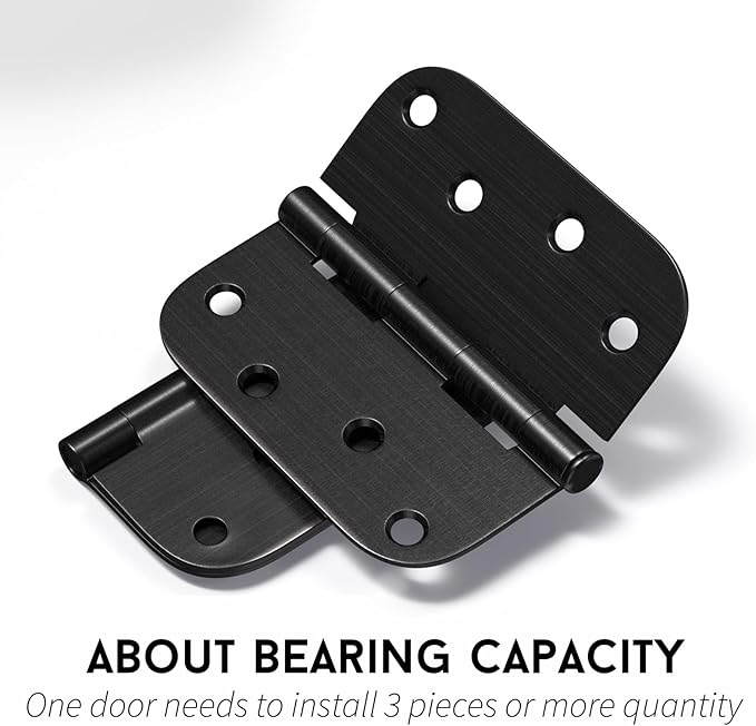 3 Pack goldenwarm 4 inch Oil Rubbed Bronze Door Hinges Exterior Door Hinges - Residential Hinges for Interior and Exterior Doors, 5/8" Radius Corners, Iron