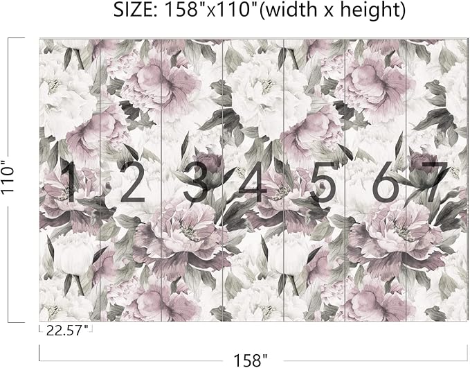 Cliouar-Vintage Purple Pink Rose Bedroom Living Room Decor Wallpaper Mural Bedroom Living Room Decor 158" x 110"(Not Peel and Stick)