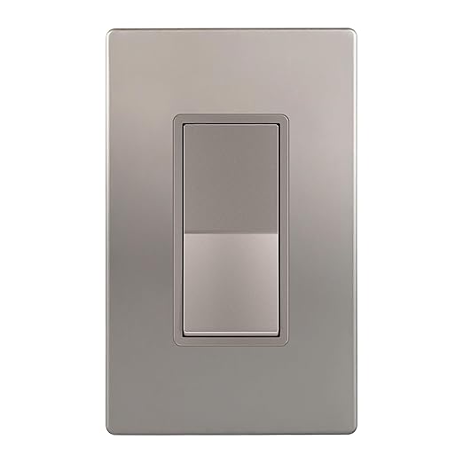 ENERLITES Elite Series Decorator Switch with Screwless Wall Plate, Paddle Light Switch, Single Pole, 3 Wire, Grounding Screw, Residential Grade, 15A 120V, UL Listed, 91150-NKWP, Nickel