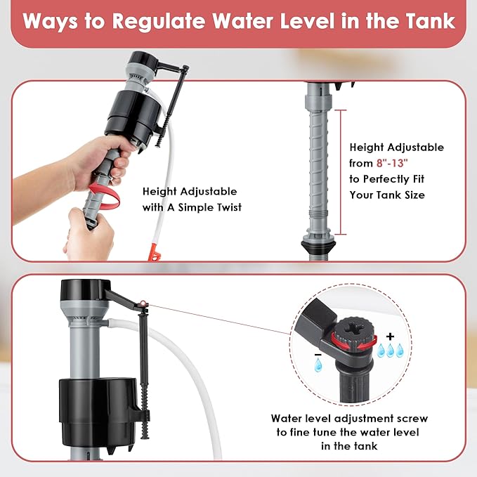 Saillong 6 Sets Toilet Float Replacement Kit, Universal Toilet Flusher Replacement Kit and 2 Inch Flapper Replacements, High-Performance Tank Water Control and Fill Valve