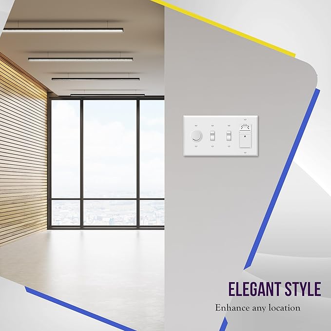 ENERLITES Combination Triple Toggle/Single Decorator Rocker Outlet Wall Plate, Standard Size 4-Gang Light Switch Cover (4.50" x 8.19"), Polycarbonate Thermoplastic, UL Listed, 881331-W, White