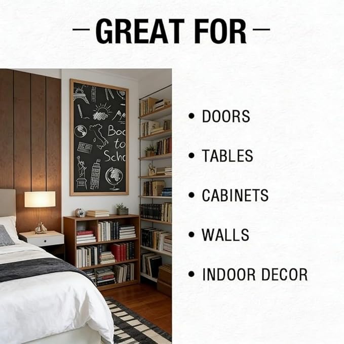Chalkboard Blackboard Paint Chalk Board Paint for Wood, Metal, Glass, Wall, Plaster Boards Sign, Frame, Interior/Exterior, All-in-One Primer & Top Coat, Black Matte Finish, Acrylic, Non-Toxic 17oz