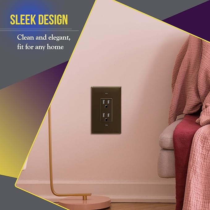 ENERLITES Decorator Light Switch or Receptacle Outlet Wall Plate, Gloss Finish, Over-Size 1-Gang 5.5" x 3.5", Unbreakable Polycarbonate Thermoplastic, UL Listed, 8831O-BR-10PCS, Brown (10 Pack)
