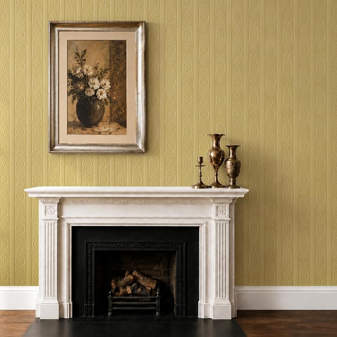 Khaki 3D Embossed Textured Peel Stick Wallpaper 17.3"x120" | Removable Renter Friendly Contact Paper, Waterproof Self Adhesive Wallpaper for Bedroom, Bathroom, Decor
