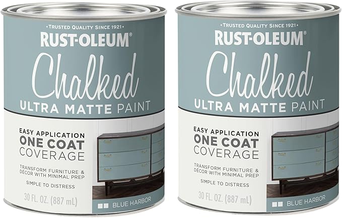 Rust-Oleum Harbor Blue Chalked All-in-One Ultra Matte Paint | One Coat Coverage | No Primer, Sanding, Or Topcoat Needed | Easy Clean Up | Made in USA | 30 OZ | 2 Pack