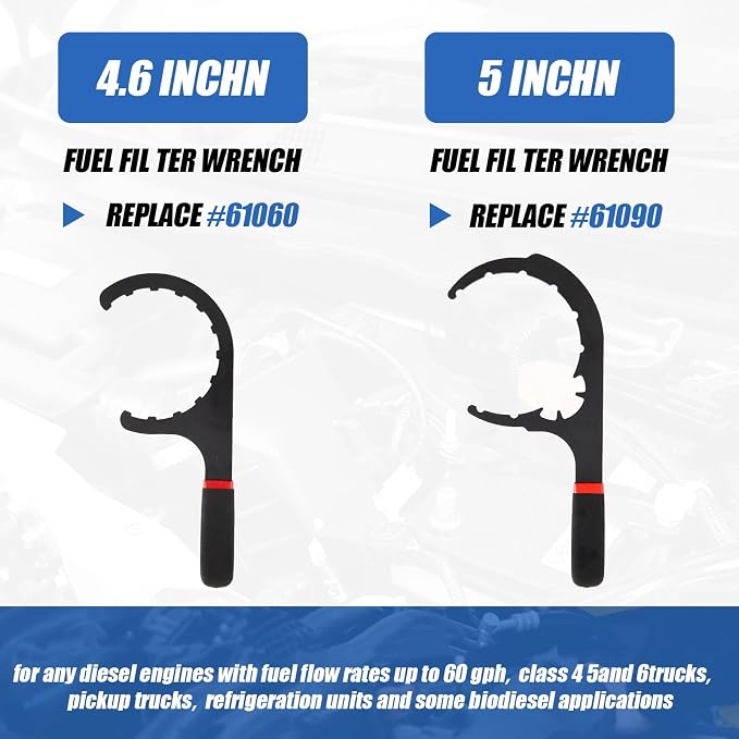 4 Pcs Fuel Filter Wrench 4.6'' & 5'' & 6'' & 8'' Red and Black | Compatible with Diesel Engines Water Separator, Cap Claw Grip Design, Metal Plastic Build, Easy Removal