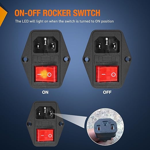 Nilight 2Pcs Switch Power Socket 10A 250V AC Inlet Module On Off Switches Built-in Fuse Led Light 3 Pin Outlet for 3D Printers Computers Home Appliance