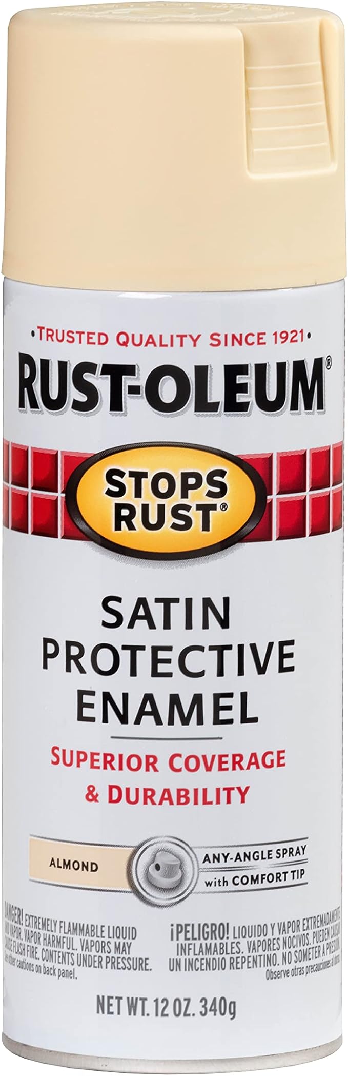 Rust-Oleum 7758830-6PK Stops Rust Spray Paint, 12 oz, Satin Almond, 6 Pack