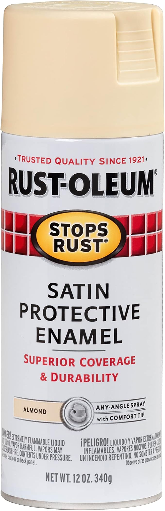 Rust-Oleum 7758830 Stops Rust Spray Paint, 12 oz, Satin Almond