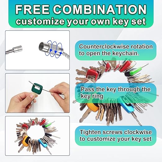 60 Heavy Equipment Keys Master Set Consturction Ignition Keys for Kubota JCB Cat Yanmar Honda Ditch Witch Backhoes Excavators Forklifts Loaders Tractors Bullozers and Other Construction Equipments