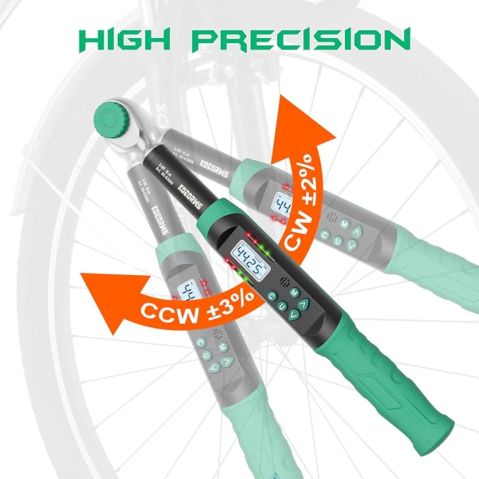 Torque Screwdriver 3/8 Inch Drive Digital Torque Wrench, 2.21-44.25Ft.lb/3-60N.m, with Preset Value, Buzzer & LED Indicator, ±2% Accuracy Torque Wrench for Bike, Motorcycles