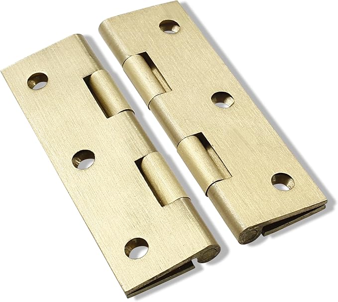 Murtenze 8 Pcs 2.5 Inch Mini Solid Brass Hinges，Brass Cabinet Hinges Small Box Hinges Butt Hinges for Cabinet, Drawer, Wood Box
