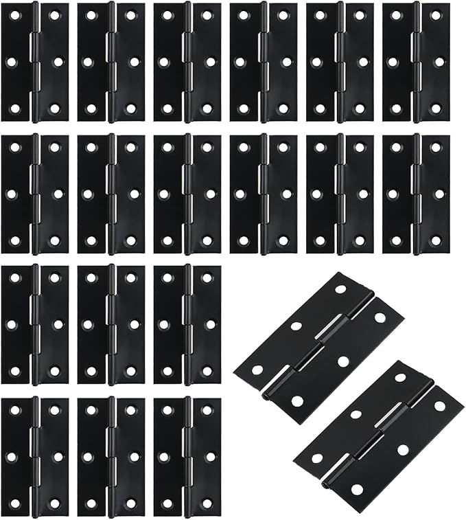 MY MIRONEY 20PCS Stainless Steel Folding Hinges 2-3/5 Inch Black Cabinet Door Hinge Home Furniture Hardware Hinge for Wooden Box, Door and Window, DIY Projects