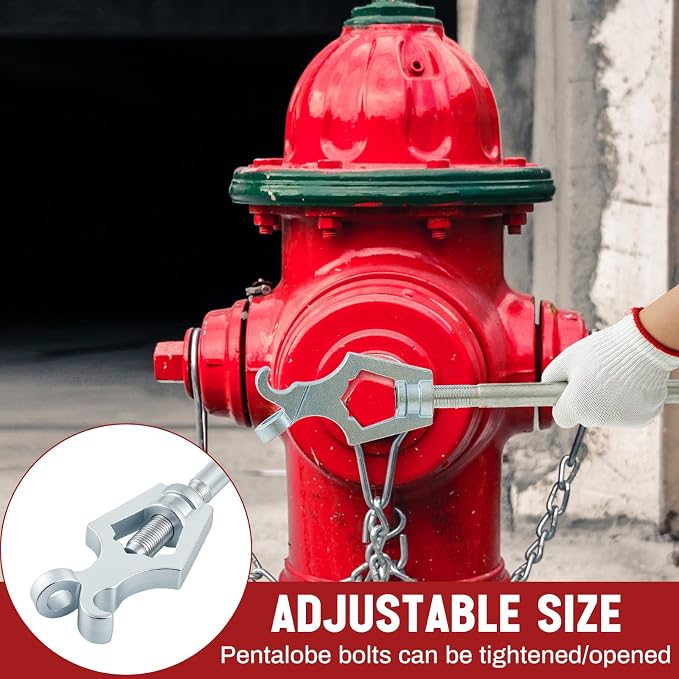 Tandefio 1 Pcs Fire Hydrant Wrench, Pentagon 1-3/4"/square 1-1/4", Silver | Adjustable Hydrant Key for Utility Crews, Multifunctional Hydrant Wrench for Tightening Fire Nuts Tightening Water Pipes