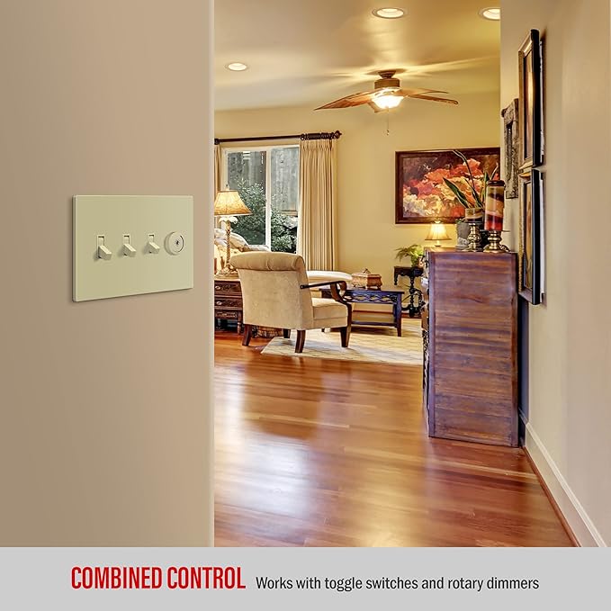 ENERLITES Screwless Quadruple Toggle Switch Wall Plate, Child Safe Light Switch Cover, Standard Size 4-Gang 4.68" x 8.38", Unbreakable Polycarbonate Thermoplastic, UL Listed, SI8814-I, Glossy, Ivory