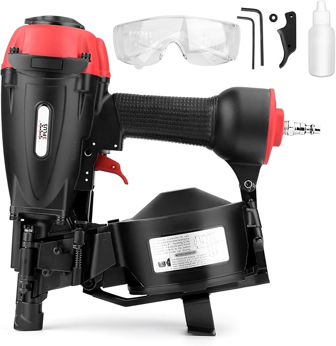 3PLUS HCN45SP 11 Gauge 15 Degree 3/4" to 1-3/4" Coil Roofing Nailer Pneumatic Roof Nail Gun