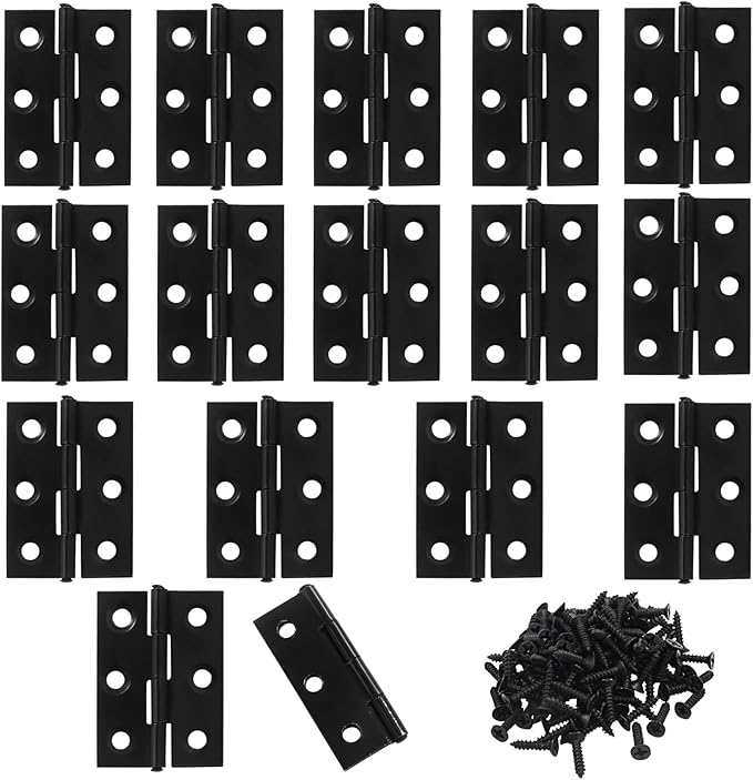 Murtenze 16 Pack 2 Inch Door Hinges, Black Butt Hinges with Mounting Screws