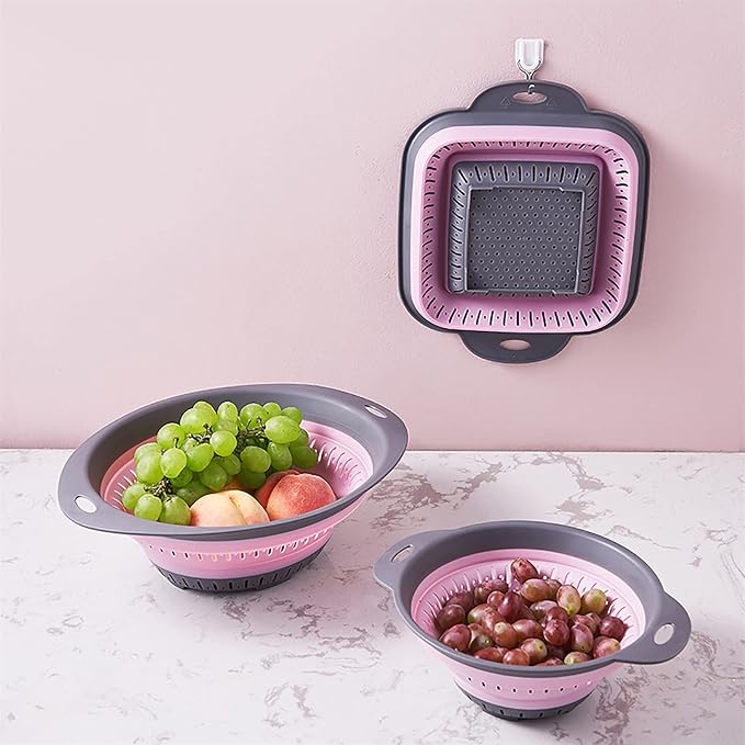 Draining rack Drain Basket Vegatable Basket Collapsible Colander Strainer With Plastic Handles Foldable Storage Basket Kitchen Gadgets Sink Strainer Basket(D,Small)