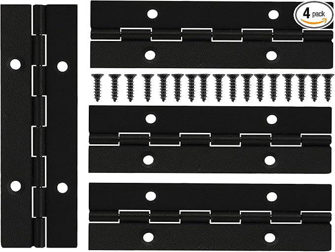 Continuous & Piano Hinges, Black Stainless Steel 304 Continuous Folding Hinges for Doors, Cabinets, Window,Includes Screws (4IN-2IN-4PACK)