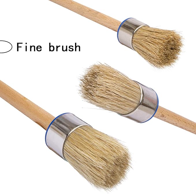Chalk Paint Brush Set – 3 Pcs Chalk Paint for Furniture Natural Bristle Painting & Waxing Brushes, Painting Stencil, DIY Furniture, Home Decor, Card Making, DIY Art Crafts