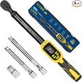 Digital Torque Wrench 3/8" Drive, 5-99.5 Ft-lb/6.7-135 N.m (±1% Accuracy) | Buzzer and LED Alert, Electric Torque Wrench Digital with Adapter, 2 Extension Bars - Reach Tight Space, for Bike/Moto/Auto