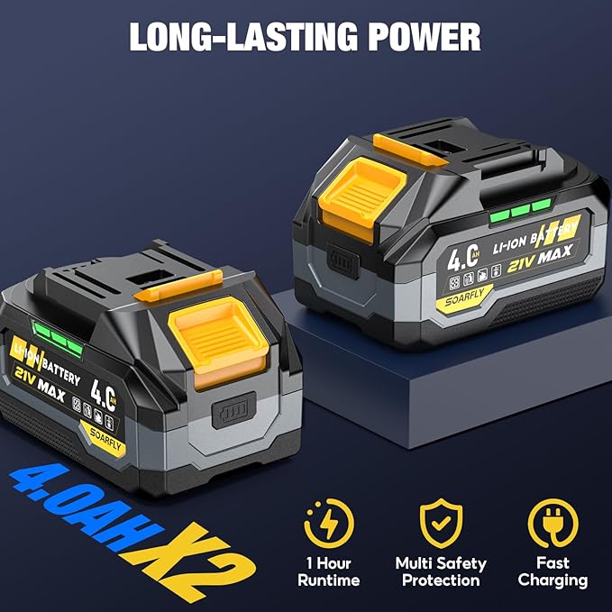 Cordless Impact Wrench 1/2", 900 Ft-Lbs(1200N.m), 2x4.0Ah Batteries | 21V Brushless High Torque Impact Gun, 3-Speed Control, 5 Sockets for Car Tires, Trucks, Stubborn Lug Nuts, Heavy-Duty Repairs