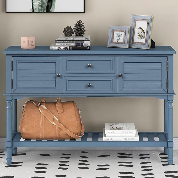 DWIL Matte Finish Furniture Paint - 16 Oz Wood Paint for Cabinets, Doors, Tables, and Dressers Refinishing - Water-Based, Non-Toxic & Odorless, Easy to Apply(Blue Grey)-Without Tools