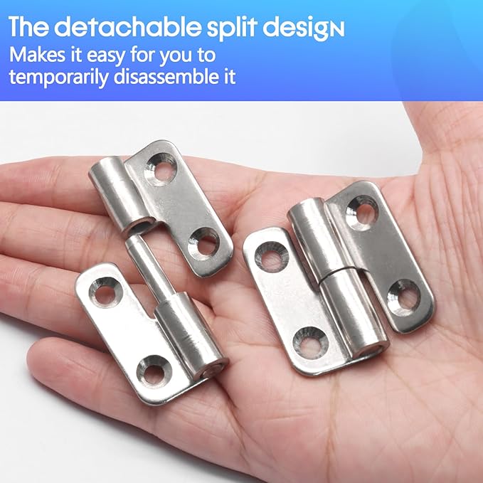 Bonsicoky 4 Pcs Stainless Steel Lift-Off Hinges, 1.5 Inch Detachable Slip Joint Small Flag Hinges with Screws(2 Left + 2 Right)